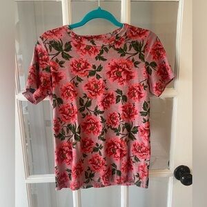 4/$20 🦋 Old Navy EveryWear Slub-Knit Short Sleeve T-Shirt Pink Floral Small Tall